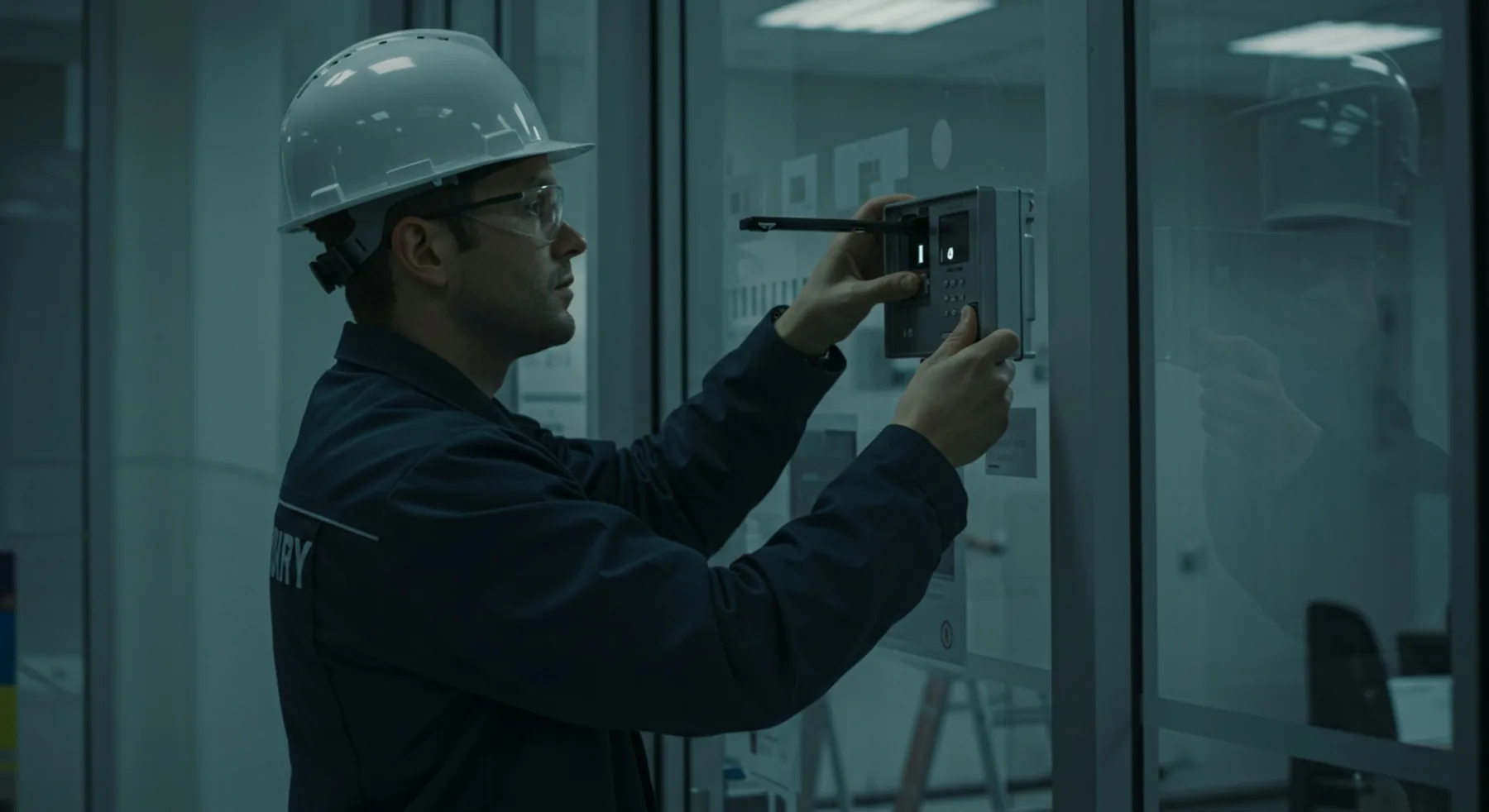 A Broadsafe maintenance technician servicing building systems on a commercial site